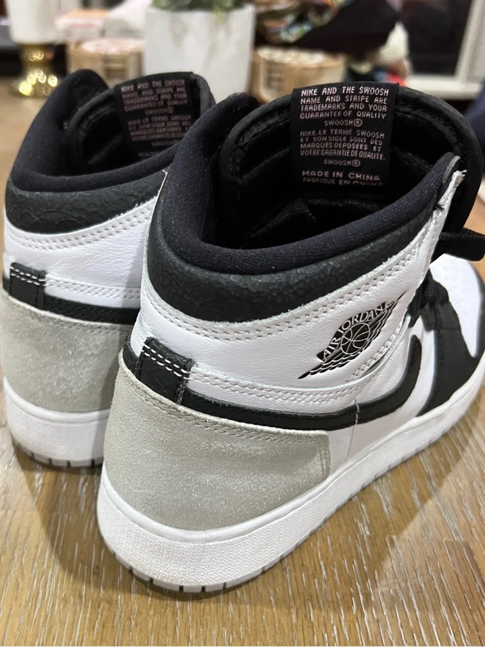 Nike Kids High-Top Sneakers — Black & White with Pink Accent